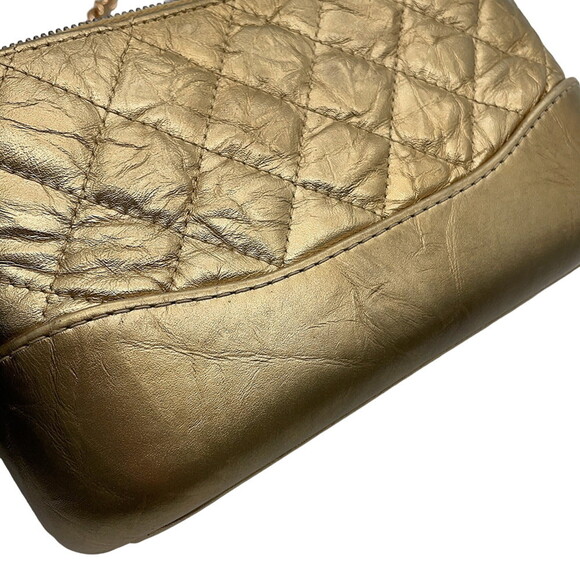CHANEL Gold Lambskin Leather Logo Shoulder Bag - Picture 8 of 16